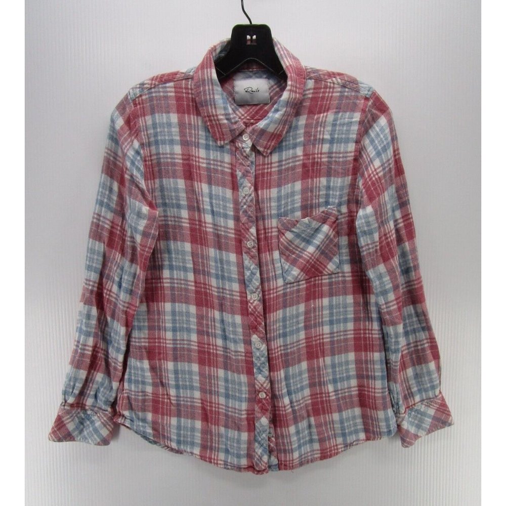 Rails Shirt Small White Button Up Plaid Collared … - image 1